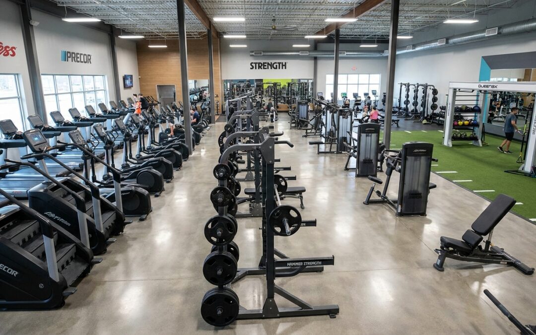 Fully equipped commercial gym with balanced training zones.