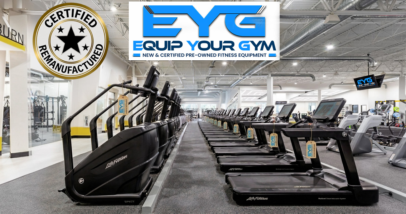 Remanufactured commercial gym equipment ready for resale.